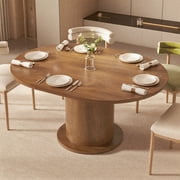 Extendable Round Dining Table, Oval Kitchen Table with Adjustable Design, Farmhouse Dining Table for Living Room, Party