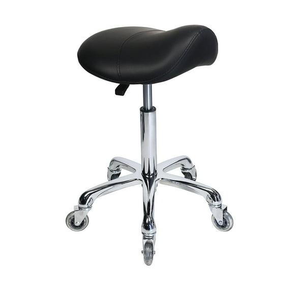 Saddle Stool Rolling Ergonomic Swivel Chair for Dental Office Massage Clinic Spa Salon,Adjustable Hydraulic Stool with Wheels (Without Backrest, Black)