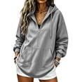 thumbnail image 2 of TGSLY Women's Half Zip Hooded Sweatshirt Lightweight Raglan Long Sleeve Fall Tops Loose Casual Solid Color Athletic Layering Pullover with Pockets XXL, 2 of 9