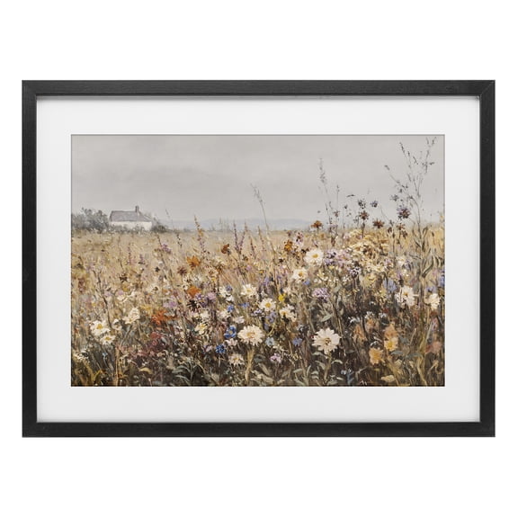Stupell Industries Traditional Quaint Cottage Meadow Black Framed Print Under Glass, 20 x 14, by Jacky Ngan
