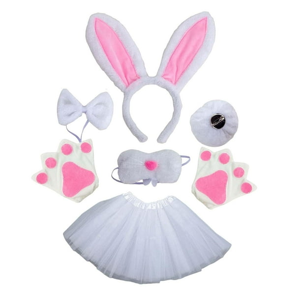 Set De 4 Accesorios De Conejo – 2 Diademas De Orejas (Rosa Y Gris) Y 2 Pajaritas (Blanca Y Rosa) Para Fiestas, Pascua Y Disfraces