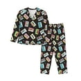 thumbnail image 1 of Fotbe Colorful Retro Tape Conjunto de Pijama de Manga Larga para Mujer con Estampado, Ropa de Dormir de 2 Piezas, Conjunto de Casa Suave y Cómodo con Bolsillos-Medium, 1 of 7