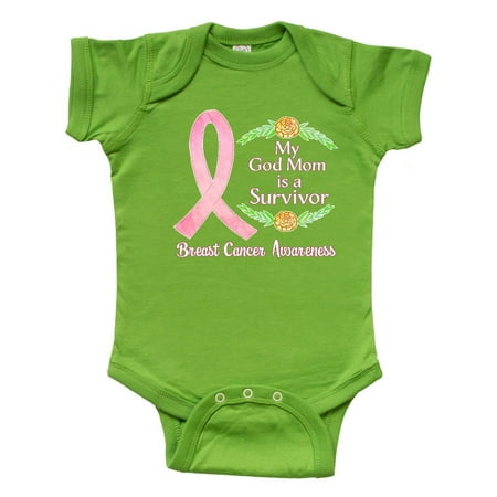 

Inktastic My God Mom is a Survivor Breast Cancer Awareness Gift Baby Boy or Baby Girl Bodysuit