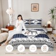 thumbnail image 3 of Castle Fairy Vintage Aztec Deer King Size Comforter Sets 3pcs,Bohemian Theme Geometric Plaid Comforters King Size,Navy Blue Reversible,1 Comforter and 2 Pillowcases, 3 of 6