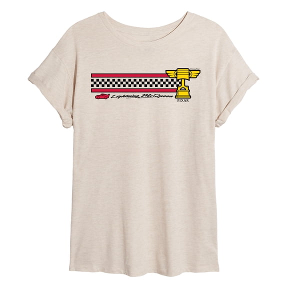 Cars - Lightning McQueen Race Stripe - Juniors Oversized Graphic T-Shirt