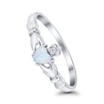 thumbnail image 4 of Claddagh Heart Promise Ring Lab Created White Opal 925 Sterling Silver Size 9, 4 of 7