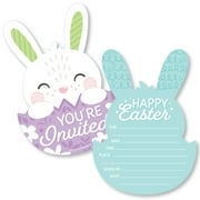 Big Dot of Happiness Spring Easter Bunny - Shaped Fill-In Invitations - Happy Easter Party Invitation Cards with Envelopes - Set of 12