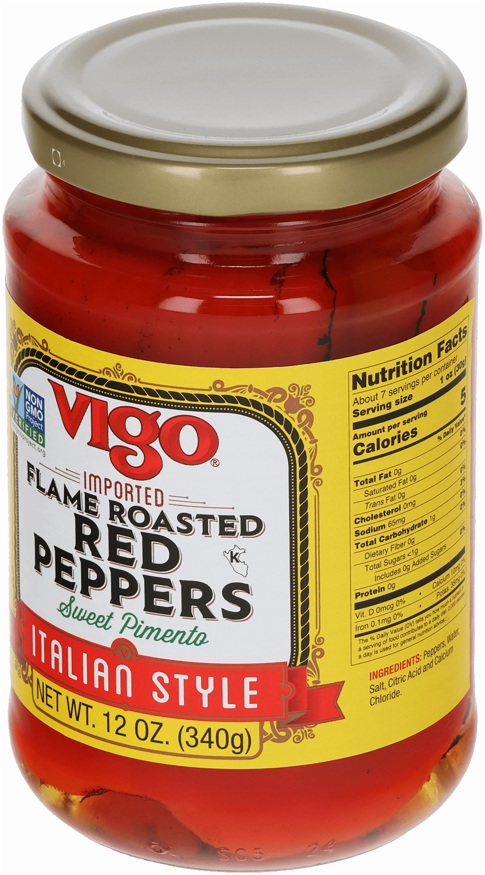 (6 pack) Vigo Foods Flame Roasted Red Peppers, 12 oz, Allergens Not Contained