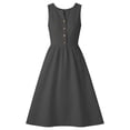 thumbnail image 5 of Lovzfmll Women's Sleeveless Solid Maxi Dress with V-Neck and Button Detail, Loose Fit Casual Long Dress for Warm Weather, 5 of 9