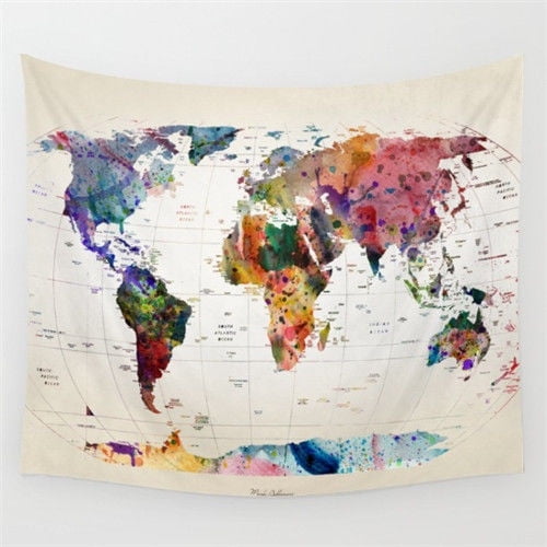 world map tapestry