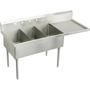 Elkay Wnsf8345rof Weldbilt 70-1/2" Triple Basin Free Standing Stainless Steel Utility Sink