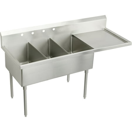 Elkay Wnsf8345rof Weldbilt 70-1/2" Triple Basin Free Standing Stainless Steel Utility Sink