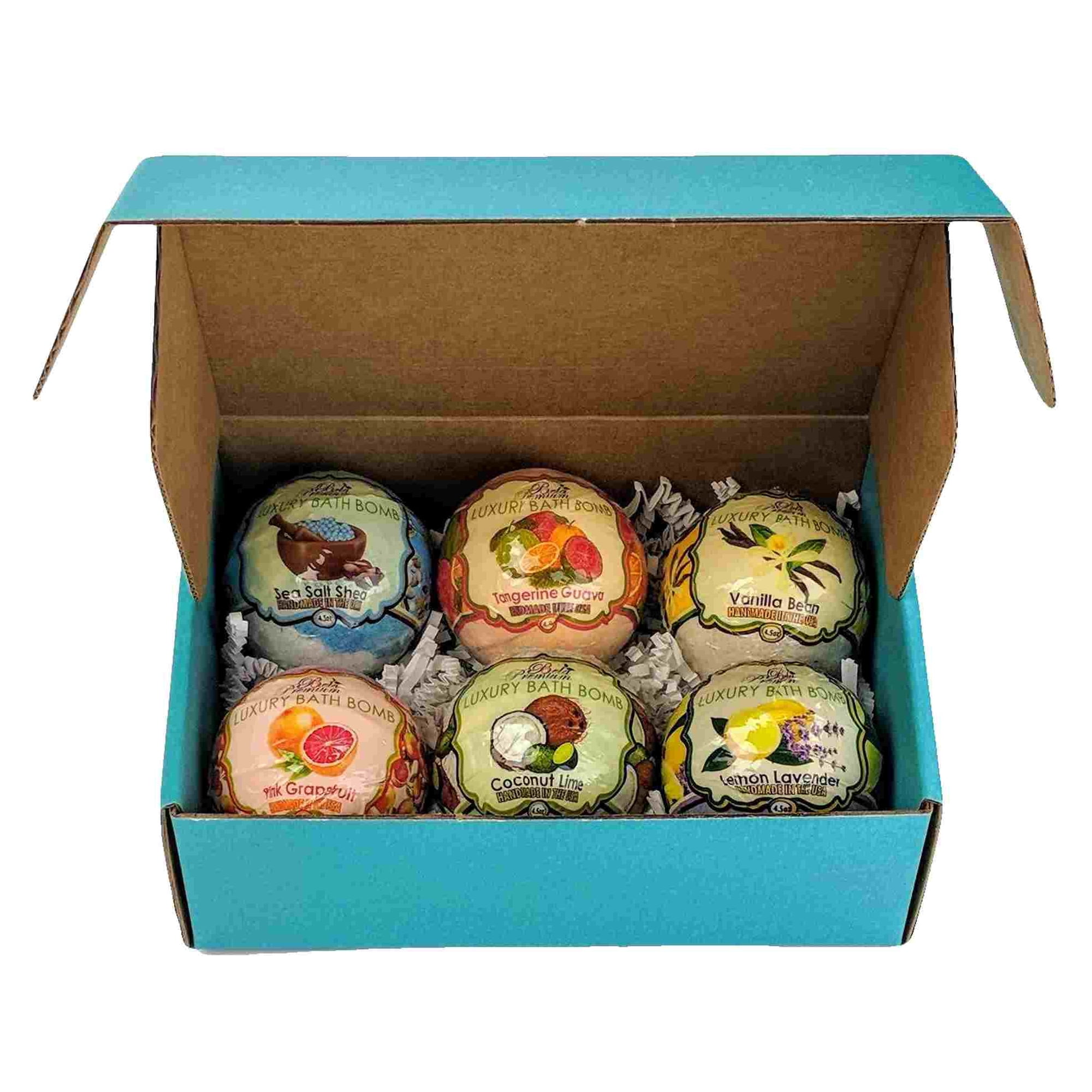 Bela Premium Luxury Bath Bombs, Assorted Box of 6