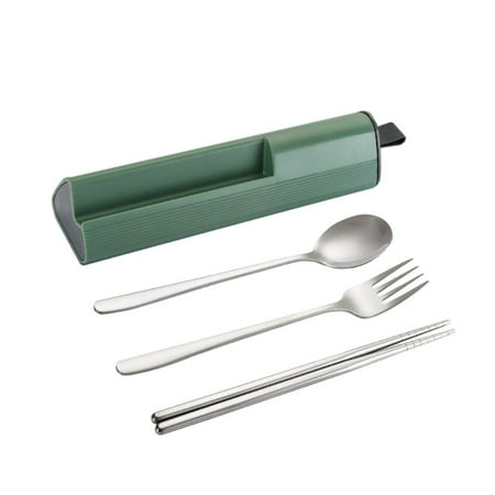 

With Box New Fork Travel Flatware Set Camping Chopstick Dinnerware Set Cutlery Set Stainless Steel Tableware Set GREEN
