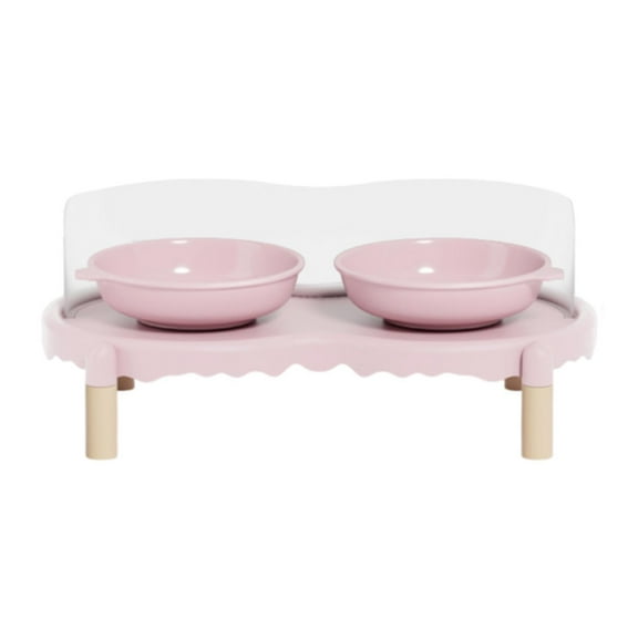 CarpNettore Ceramic Elevated Cat Bowls with Non Slip Stand Raised Feeding Station Raised Cat Pink