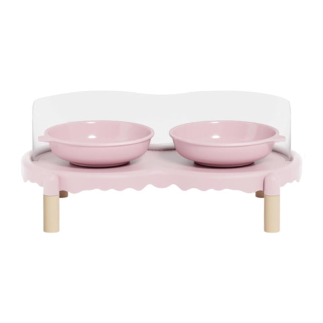 Comederos elevados para gatos, comedero elevado con base antideslizante, juego de cuencos para comida y agua, Rosa