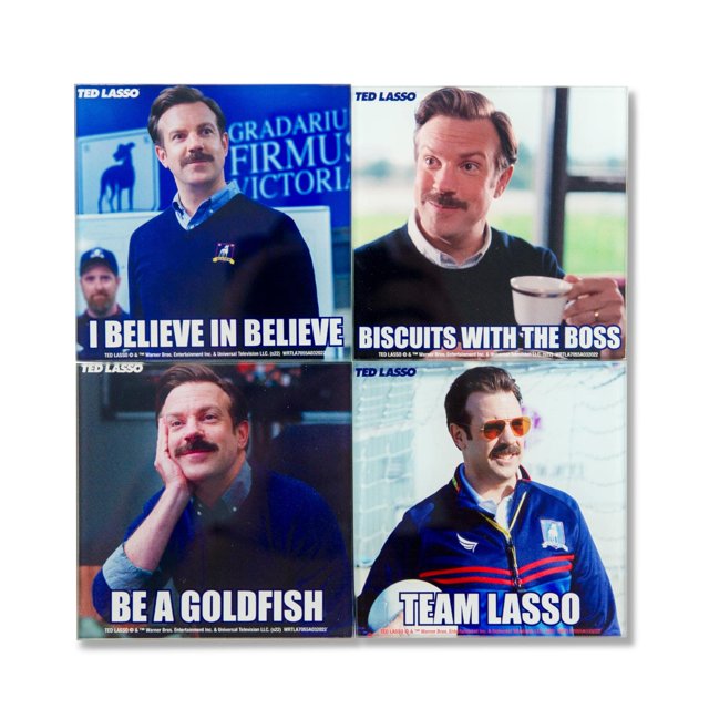 Juego de 4 vasos Drink Coasters Silver Buffalo Ted Lasso Quotes