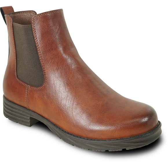 kozi Canada Women Waterproof Ankle Winter Casual Chelsea Bootie LINDSAY Fur Boot with Double Gore Brown