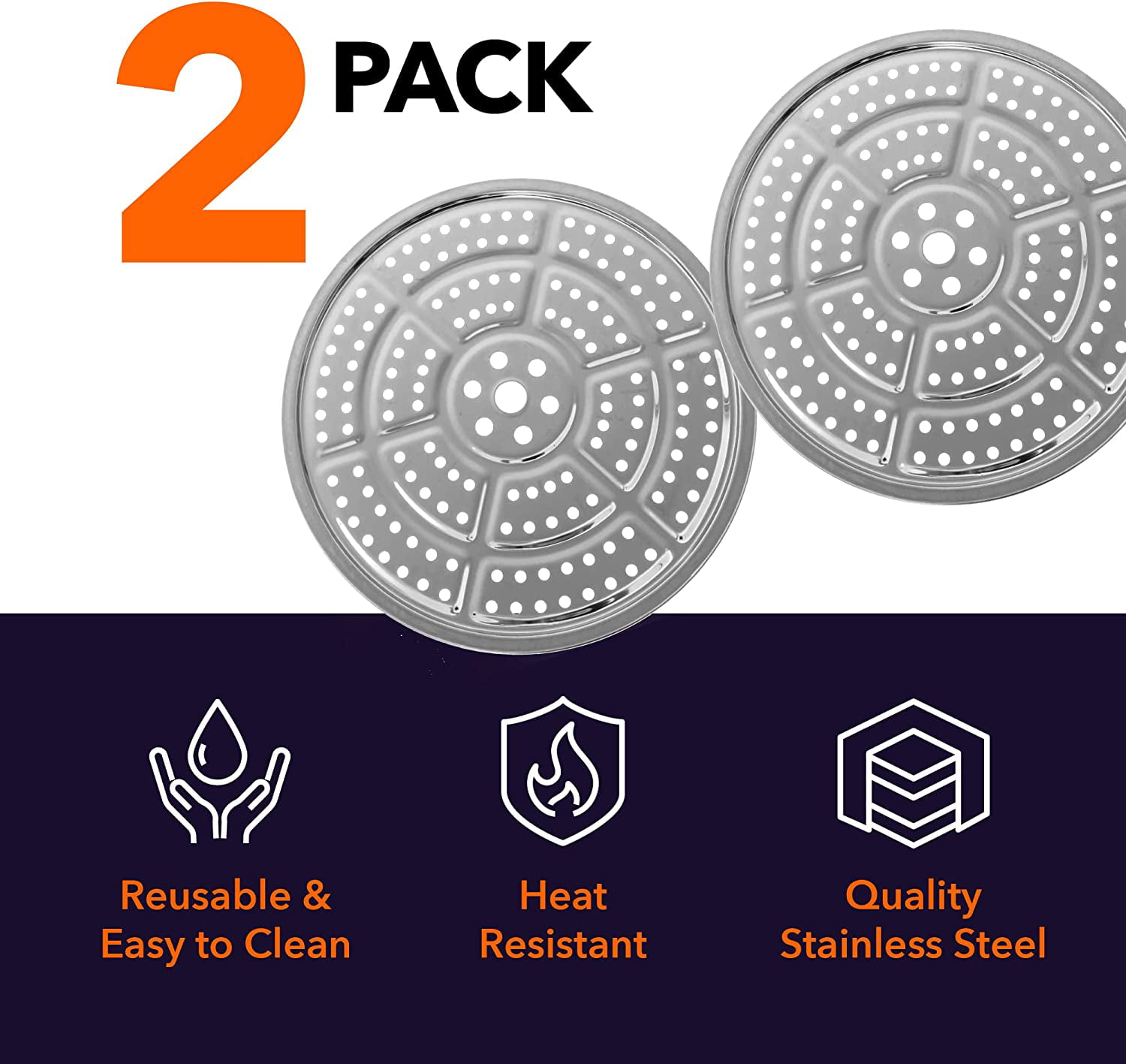 Turbokey 2 Pack 9-1/4 Pressure Canner Rack Stainless Steel Food