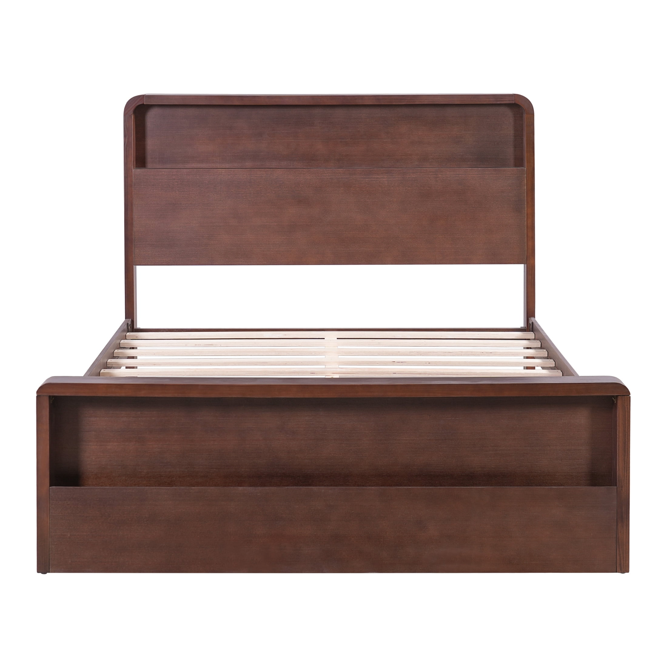 Christopher Knight Home Queen Solid Wood Bed Frame with Open Storage Headboard & Footboard, Walnut