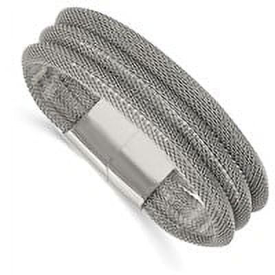 Primal Steel Stainless Steel Polished Mesh 3-Strand 7.5 Inch Bracelet