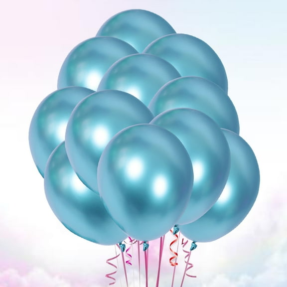 Raindrops 50Pcs Latex Blue Metallic Round Balloons for Festive Party Decoration