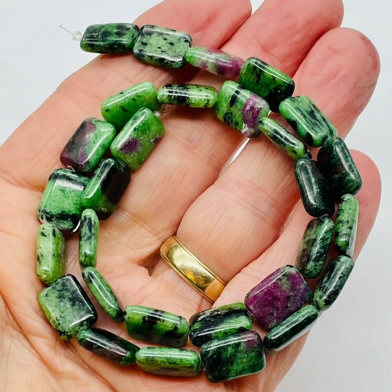 Magical Ruby Zoisite 14x10mm Rectangle 7.5 inch Bead Strand 9561HS