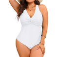 thumbnail image 1 of GFDYREE Women Plus Size One Piece Swimsuits V Neck Tummy Control Bathing Suits Front Cross Swimwear, 1 of 6
