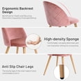 thumbnail image 5 of Homylin Modern Velvet Armless Dining Chair Set of 1, Mid Back Upholstered Seat with Oak Legs, Ideal for Home Office Kitchen Living Room, Pink, 5 of 7