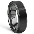 thumbnail image 3 of Pompeii3 Men's Brushed Black Tungsten 6mm Beveled Ring Wedding Band, 3 of 5