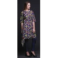 thumbnail image 2 of Bimba Purple Tropical Leaves & Bird Printed Tops For Women Asymmetric Kurti Summer Dress For Girls Medium, 2 of 6