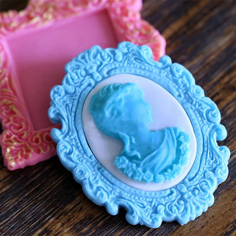 Silicone Woman Cameo Mirror Frame Fondant Mould Chocolate Baking Deco# Mold N1J8