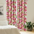thumbnail image 2 of Ambesonne Retro Curtains, Red Roses Leaves Plain Back, Pair of 28"x63", Dark Pink Fern Green, 2 of 5