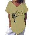 thumbnail image 1 of Pompotops Mode Femmes Print Manches Courtes en Vrac Col Rond T-shirt Top Chemisier, 1 of 6