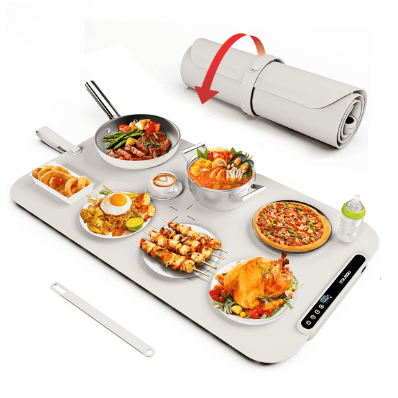 Electric Warming Tray - Full Surface Heating,Rollable & Portable,Premium Silicone Nano-Material,3 Temperature Settings,Auto Shut-Off -Versatile Food Warmer for Gatherings,Parties,Everyday Use
