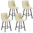 thumbnail image 3 of DRLOVELY Set of 4 Swivel Bar Stools, PU Leather 24.5" Counter Height Chairs with Back, Industrial Metal Footrest for Kitchen Island, Beige, 3 of 11