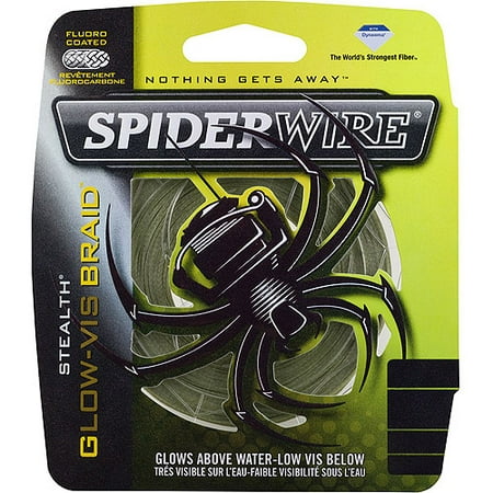 SpiderWire Stealth Glow-Vis Braid Fishing Line (Best Braid To Mono Leader Knot)
