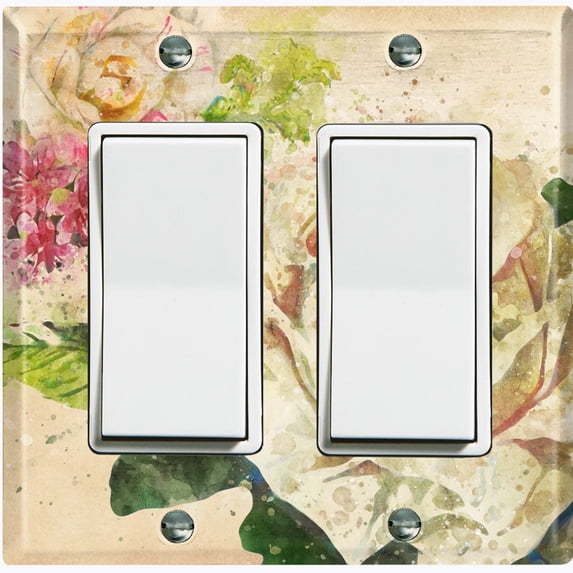 Metal Light Switch Plate Outlet Cover Flower White Rose ROS008