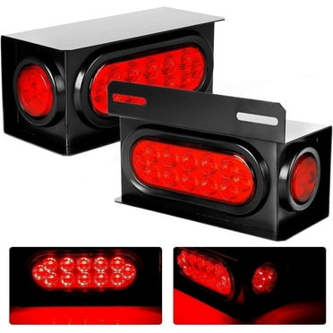 Trailer Light Boxes 2 Count Steel Waterproof Trailer Tail Lights 2 in Red Round Side Marker Lights and 6 in Oval Red LED Trailer Light Cyfie