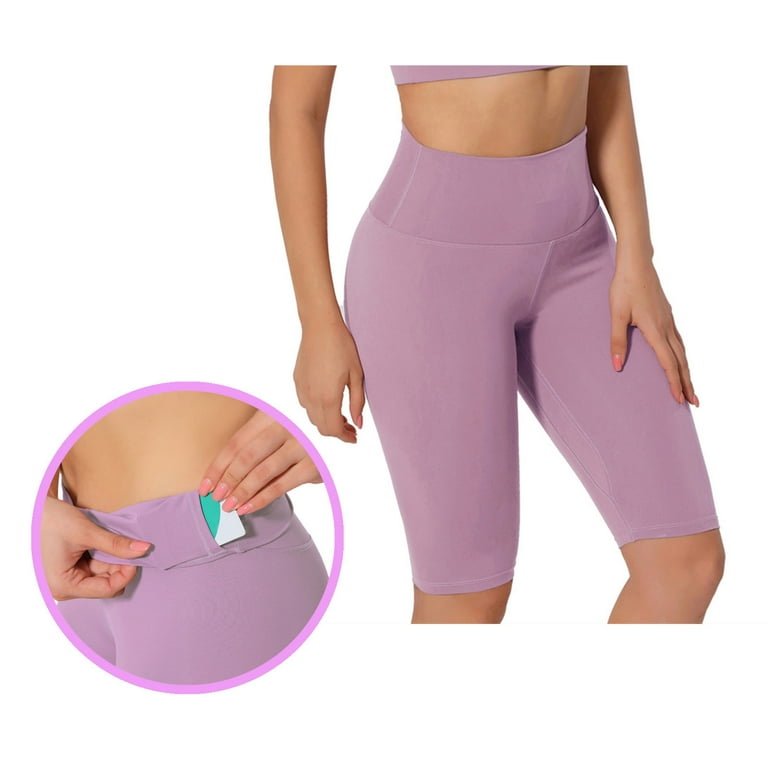 MRULIC yoga pants Yoga Fivepoint Leggings Women's Exercise Sweatpants Pants  Pocket Fitness Running Exercise Pants Purple + S 