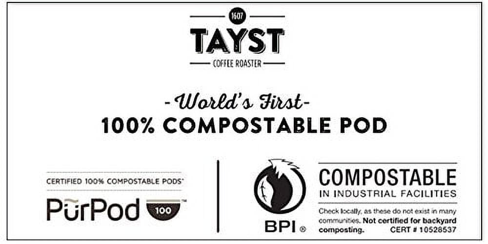 Tayst Decaf Coffee Pods | 30 ct. Defiantly Decaf | 100% Compostable Keurig K-Cup compatible | Gourmet Coffee in Earth Friendly packaging