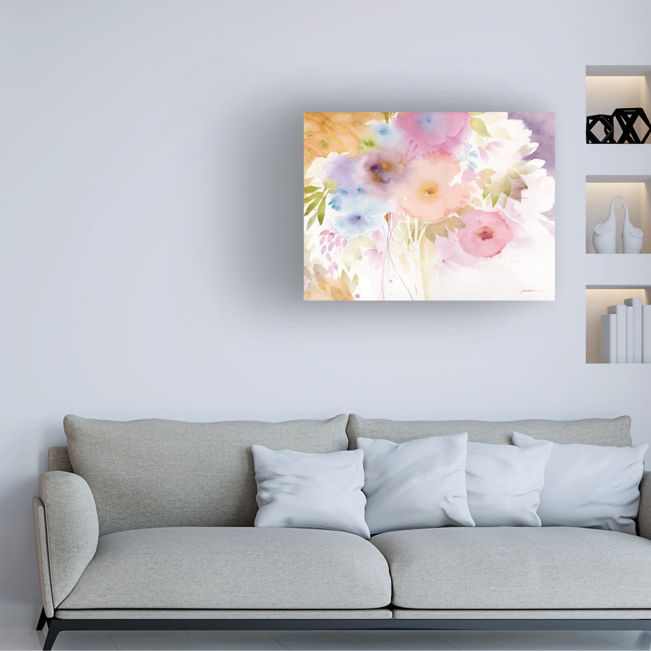 Canvas Wall Art - Sheila Golden 'Bouquet 8' Wall Art for Living Room, Bedroom, or Office Décor by Trademark Fine Art - 19 x 14 Inches