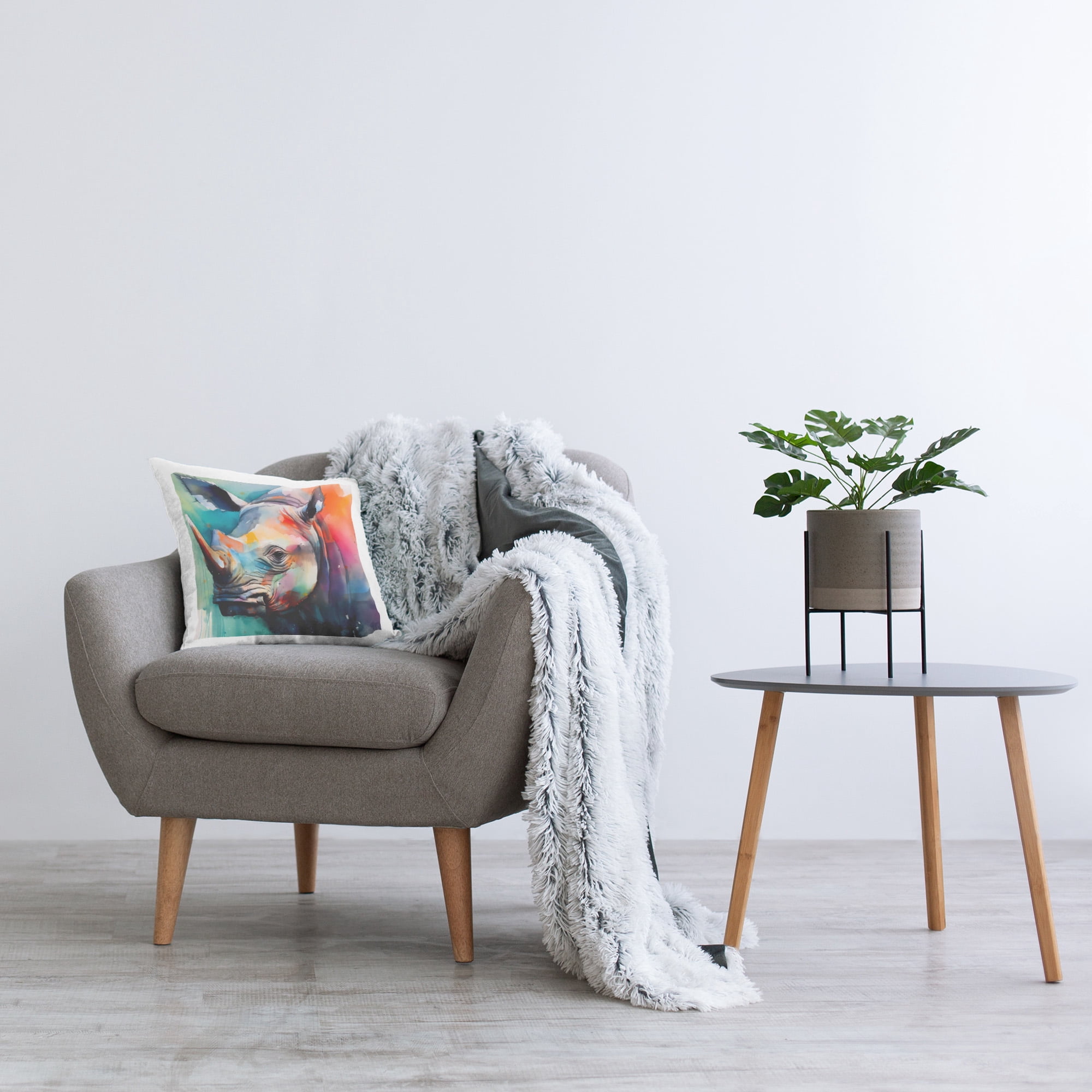 Stupell Industries Modern Hue Rhino Decorative Printed Throw Pillow Design by Walker Noble