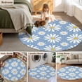thumbnail image 5 of Round Rugs 6 Ft, Blue Daisy Non Slip Area Rugs for Kitchen Bedroom Entryway, Spring Floral Elegant Pastoral Botanical Washable Carpet Runner Rug Floor Mats for Bedroom Home Decor, 5 of 8