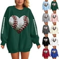 thumbnail image 4 of GEWSEY Baseball Mom Sweatshirt For Women Heart Printed Crewneck Long Sleeve 2025 Pullover Tops (Blue, L), 4 of 8