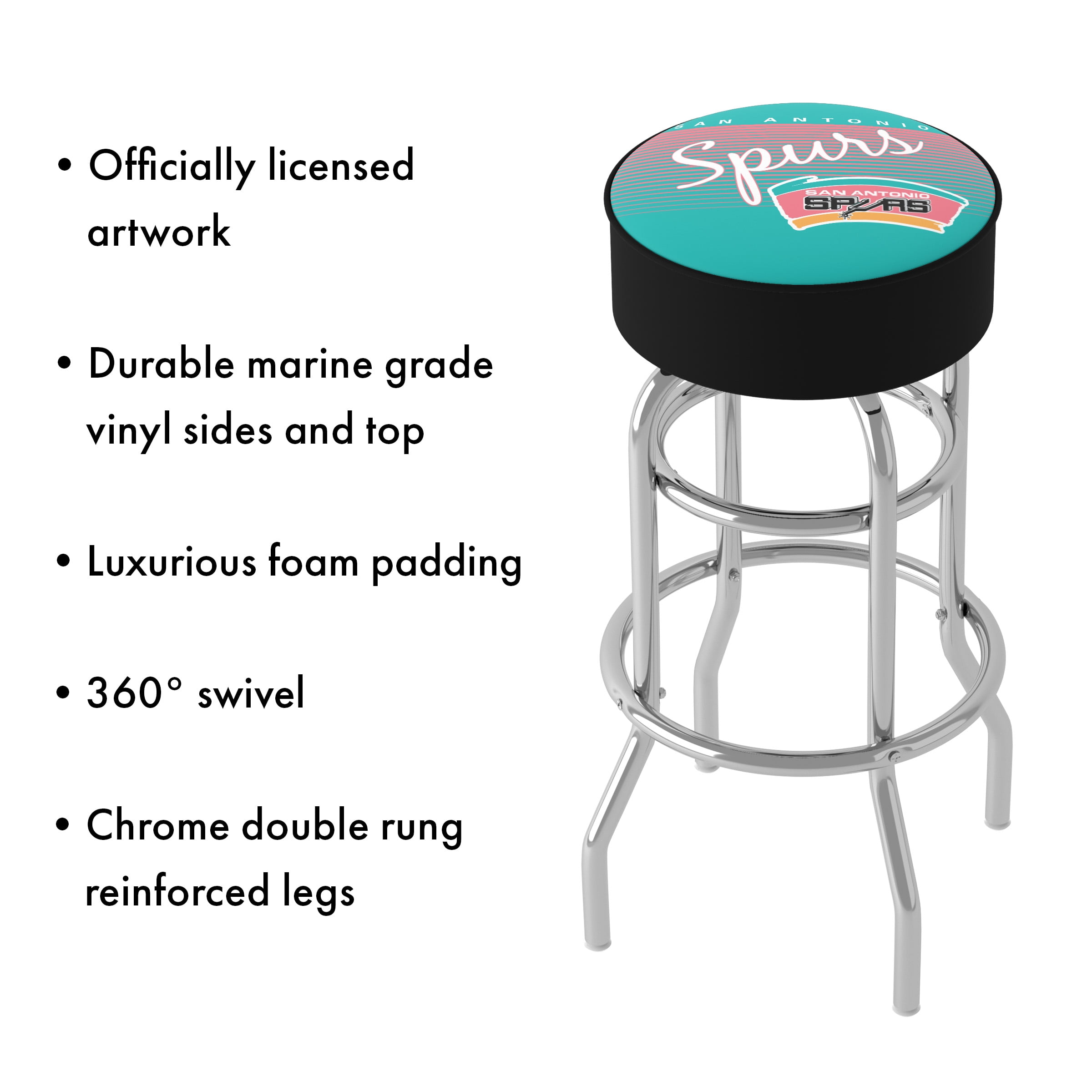 Trademark Gameroom San Antonio Spurs Hardwood Classics Bar Stool with Padded Seat