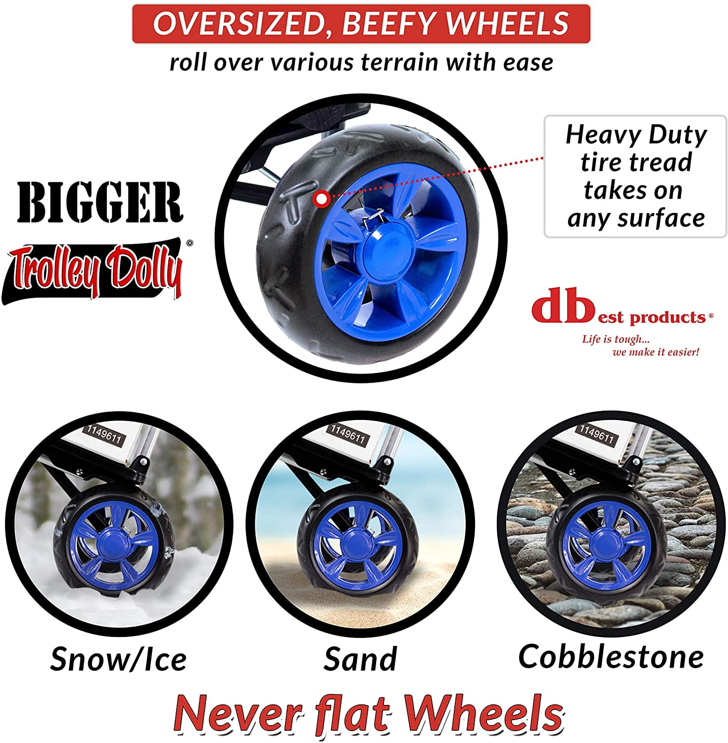 dbest products DBEST-01-560 Bigger Foldable Collapsible Cart Trolley Dolly Blue 