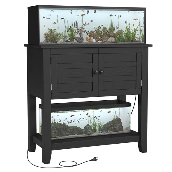 Gaderth Aquarium Table, 20-29 Gallons of Aquarium Bracket with Charging Station, Fish Tank Table with Storage Cabinet, 660 Pounds Fish Tank Bracket with Door for Storing Reptile Turtle Tanks