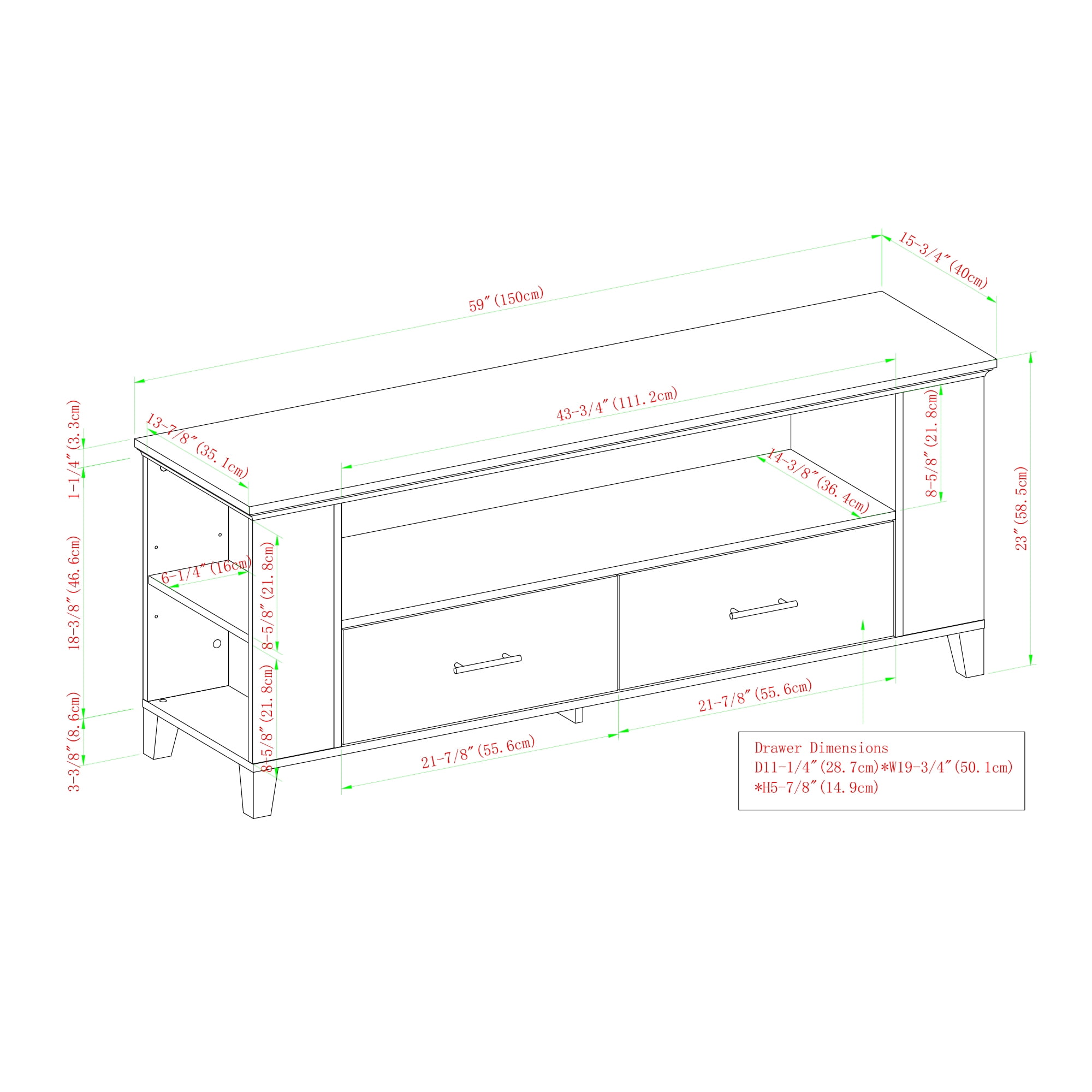 Dark Walnut TV Stand with Adjustable Shelves for TVs up to 65" by Manor Park