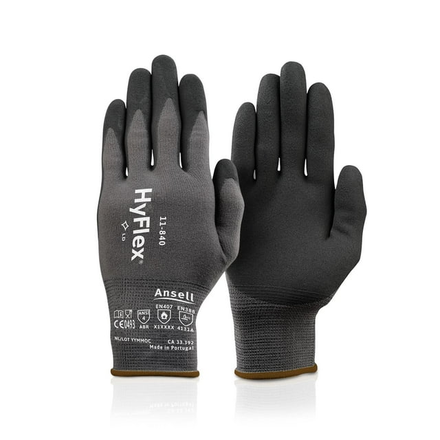 HyFlex 11-840 - Guante Mecánico, Multipropósito y Resistente a la Abrasión, Gran durabilidad y manip multicolor